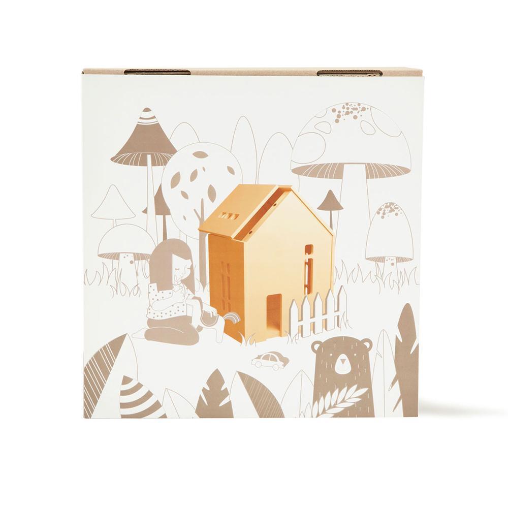Natural Wooden Dollhouse w/ Magnets - Small <br>Babai