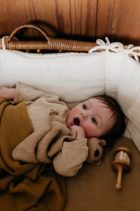 Merino Wool Blanket Freddie - Ochre <br> hvid