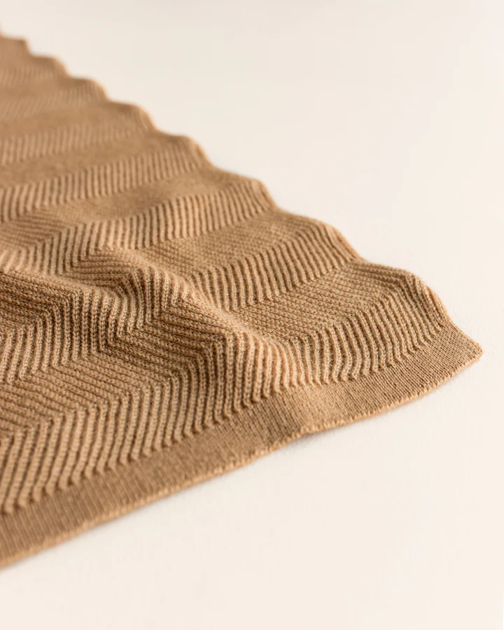 Merino Wool Blanket Freddie - Ochre <br> hvid