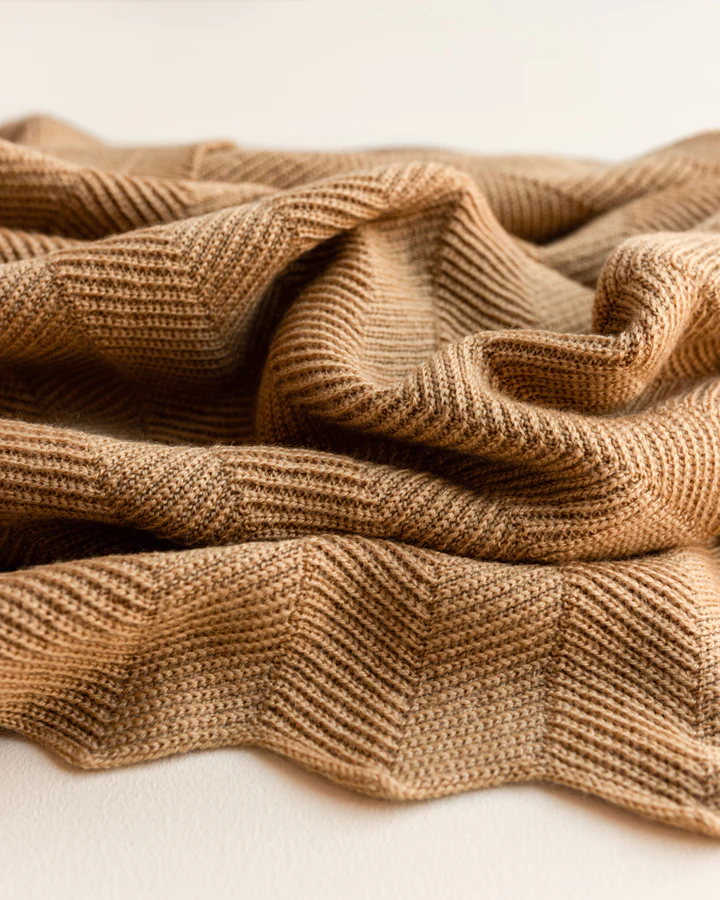Merino Wool Blanket Freddie - Ochre <br> hvid