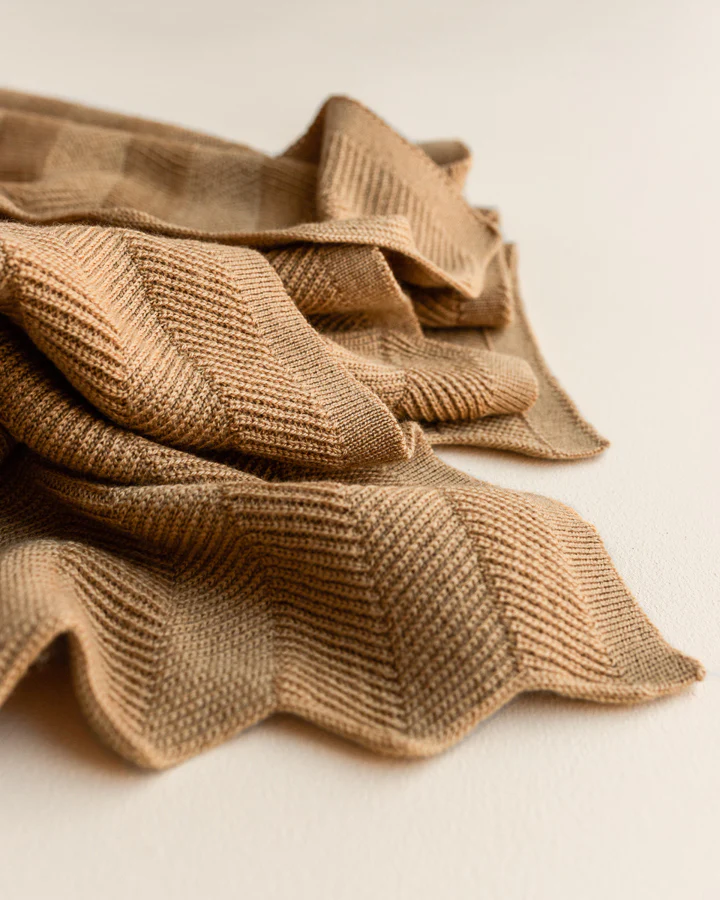 Merino Wool Blanket Freddie - Ochre <br> hvid