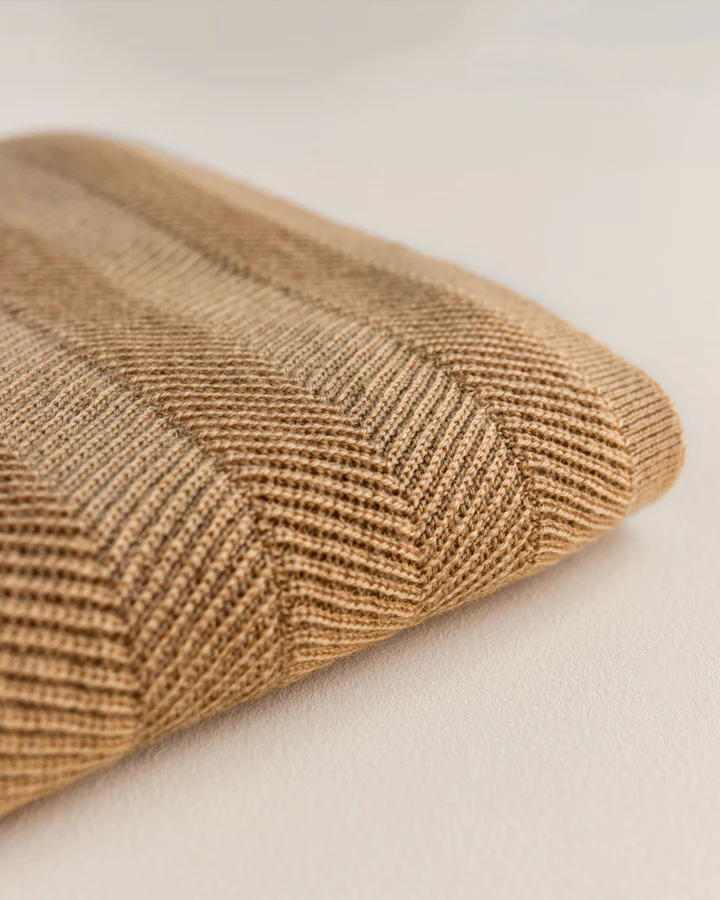 Merino Wool Blanket Freddie - Ochre <br> hvid