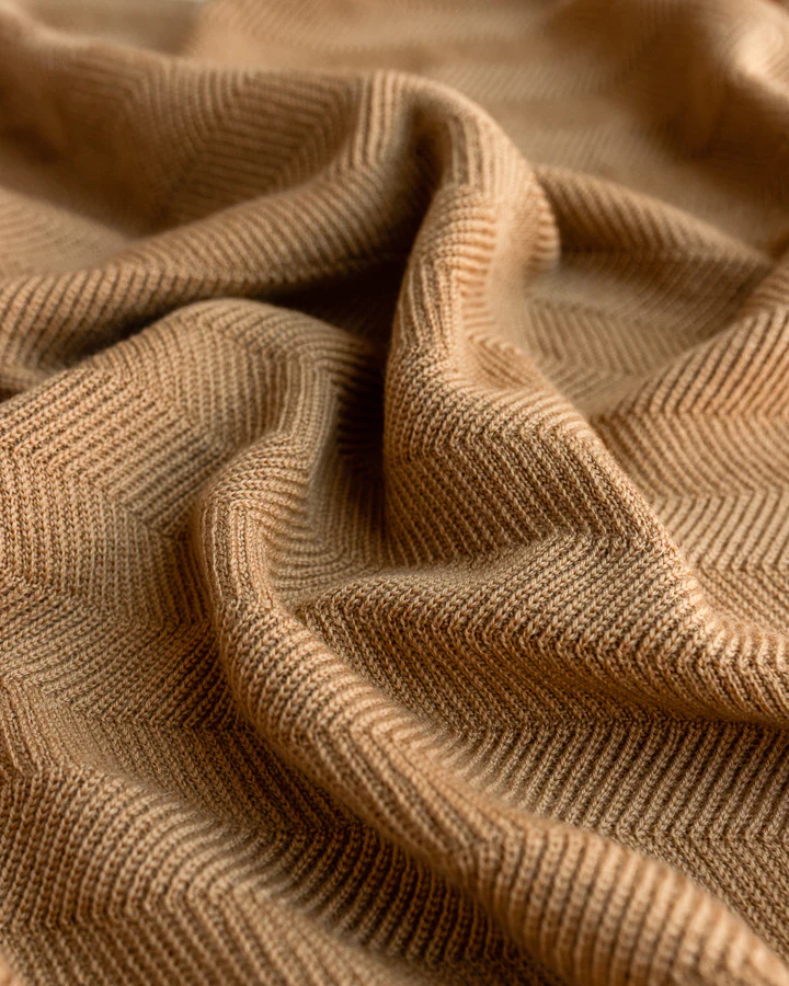 Merino Wool Blanket Freddie - Ochre <br> hvid