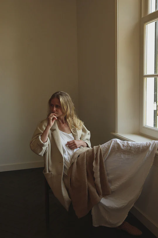Merino Wool Blanket Freddie - Sand <br>hvid