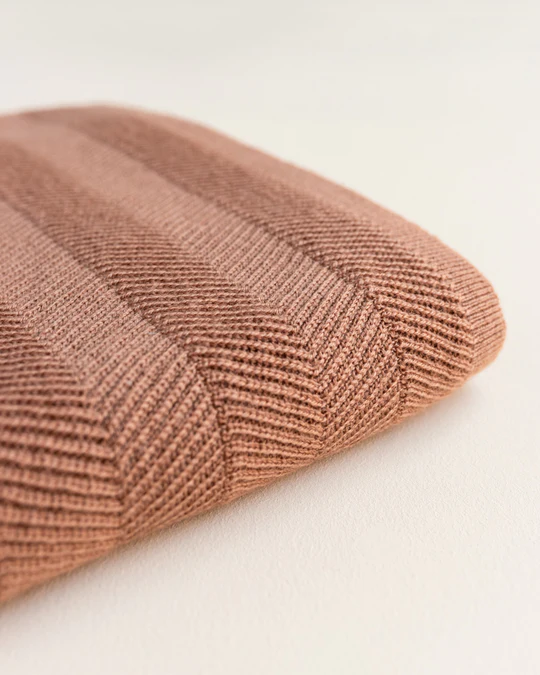 Merino Wool Blanket Freddie - Terracotta <br>hvid
