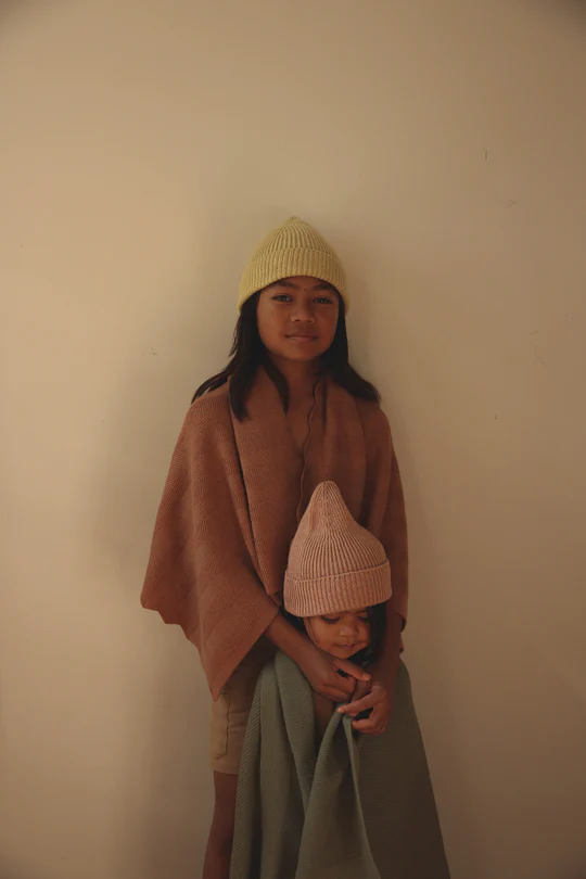 Merino Wool Blanket Freddie - Terracotta <br>hvid