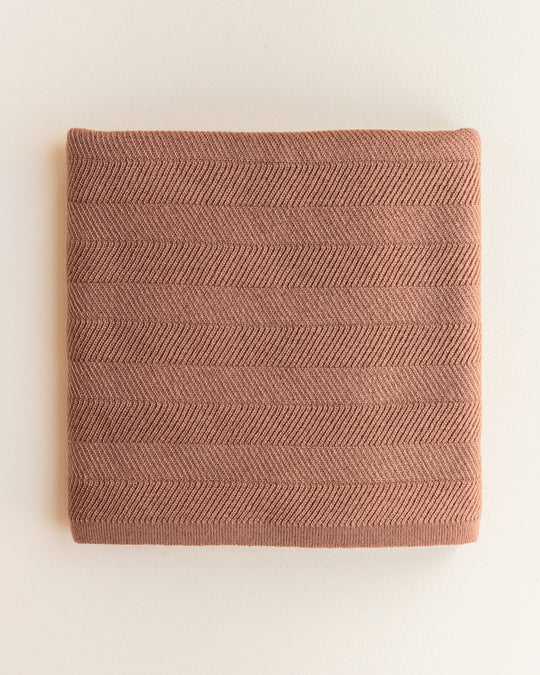 Merino Wool Blanket Freddie - Terracotta <br>hvid