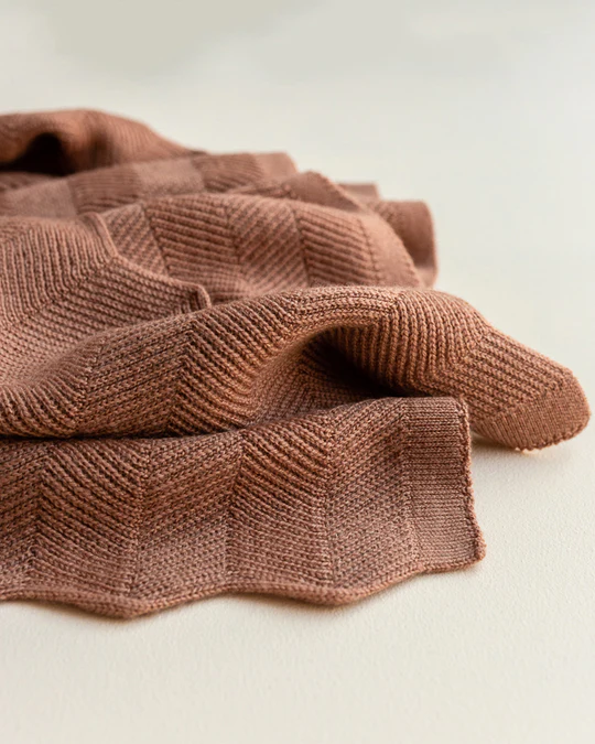 Merino Wool Blanket Freddie - Terracotta <br>hvid