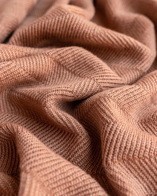 Merino Wool Blanket Freddie - Terracotta <br>hvid