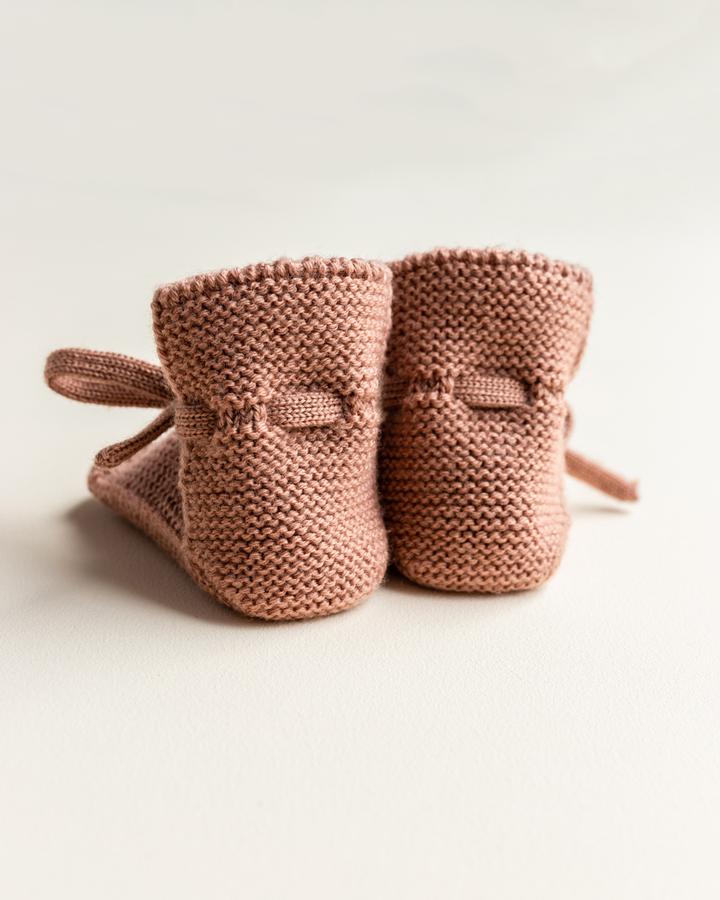 Knit Booties - Terracotta <br>hvid