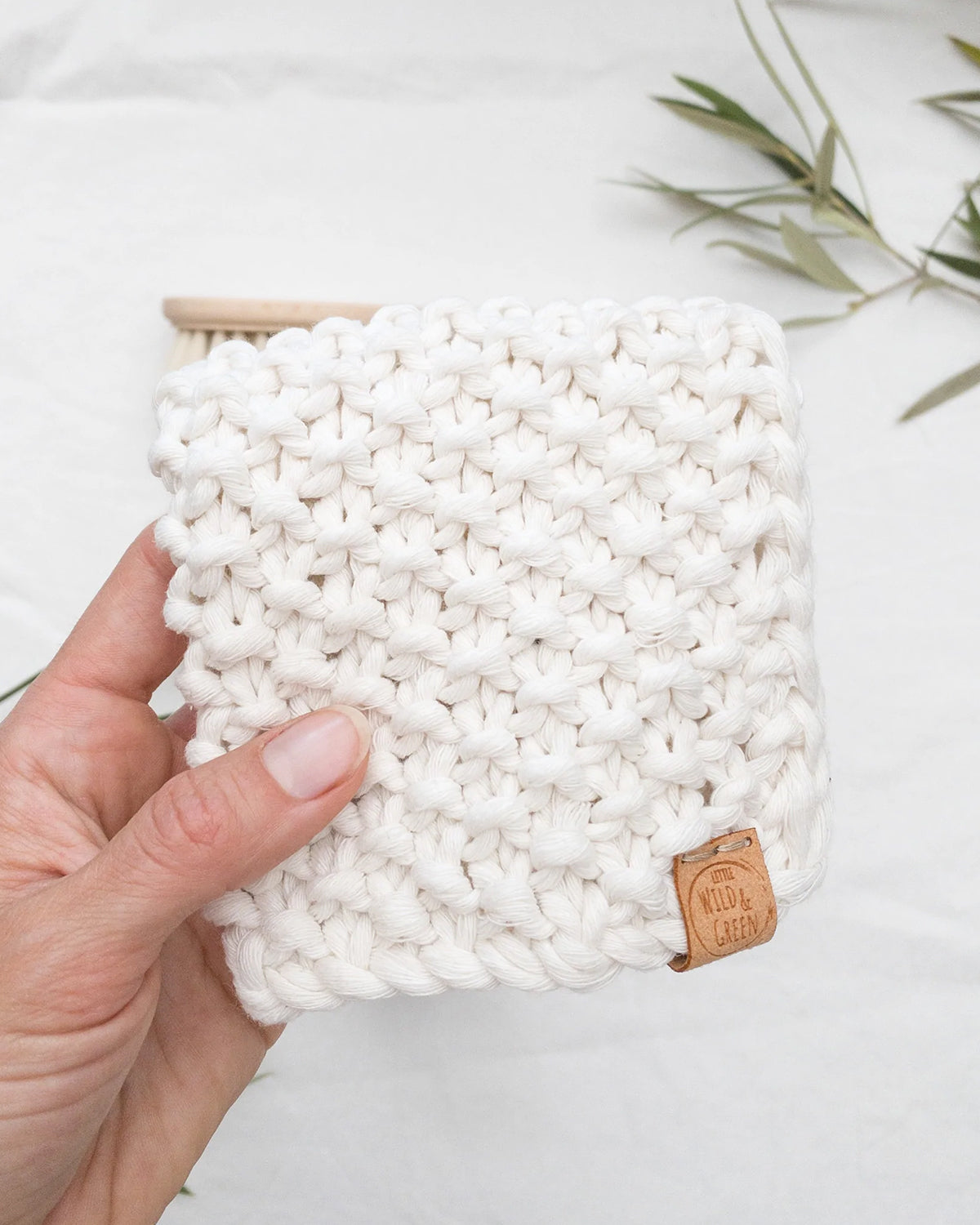 Hand Knitted Wash Cloths - Beige <br> Little Wild & Green