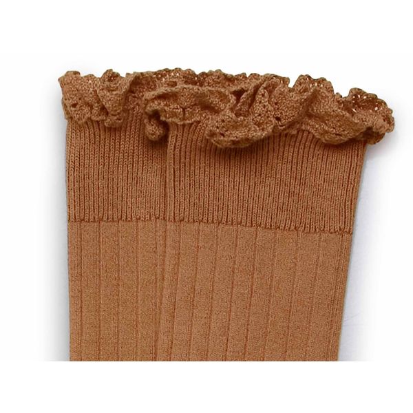 Women's Ruffle Knee Socks - caramel