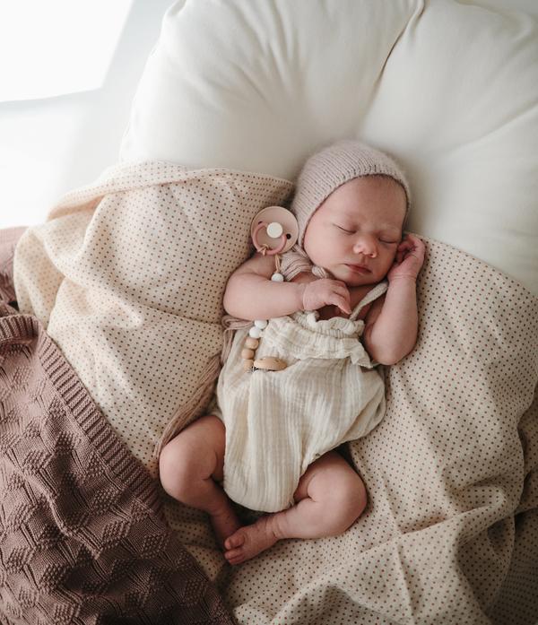 Muslin Swaddle Blanket Organic Cotton - Caramel Polka Dot <br> Mushie