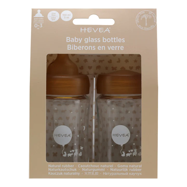 Wide Neck Baby Glass Bottle 2-pack ( 5oz) <br> Hevea