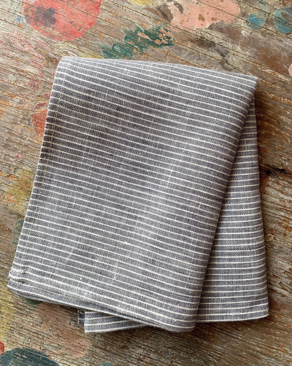 Kitchen Cloth - Grey Thin White Stripe <br>Fog Linen
