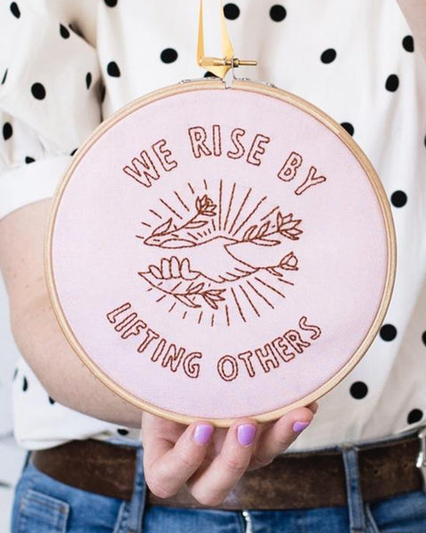We Rise Embroidery Hoop Kit - Pink
