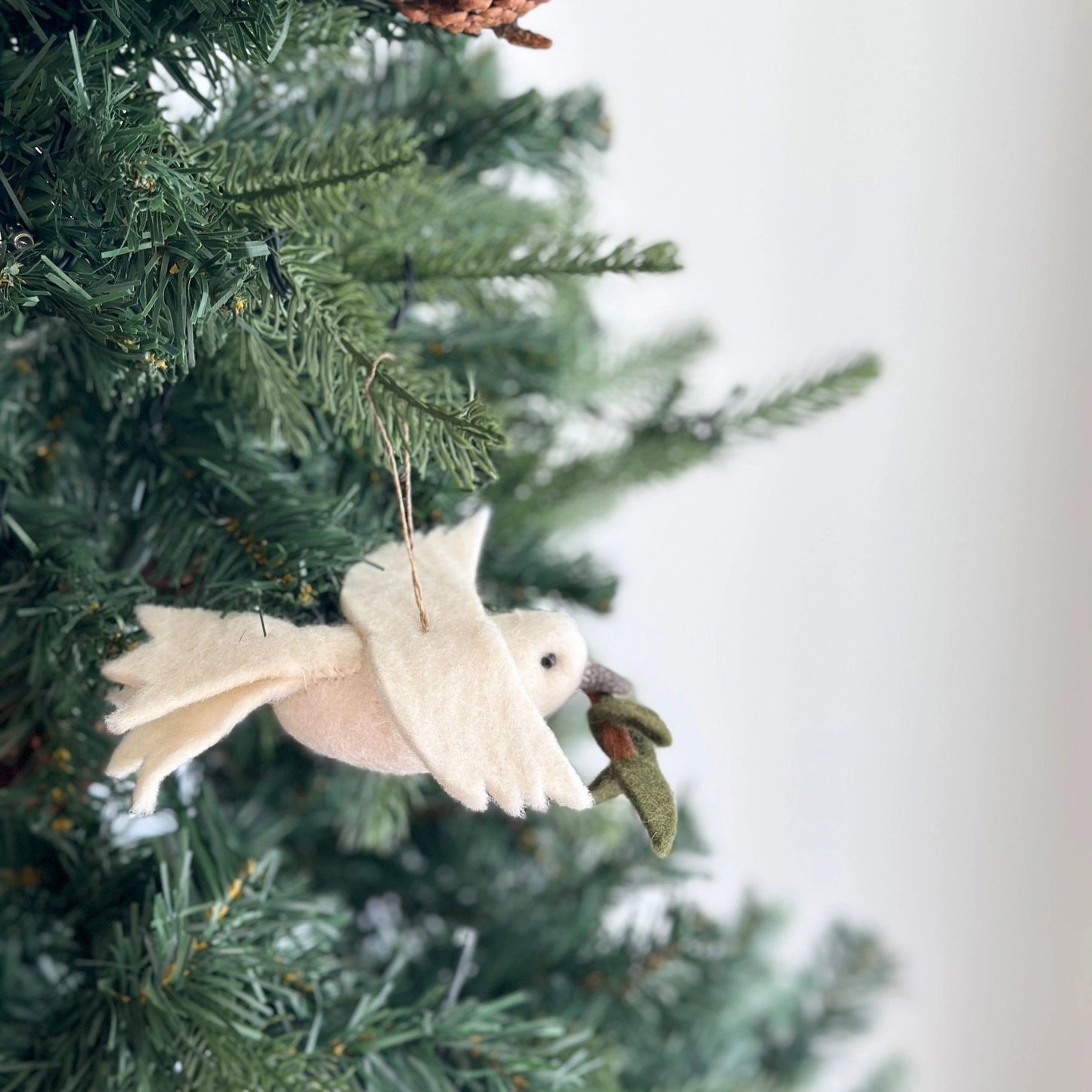 Felt Dove with Olive Twig Ornament