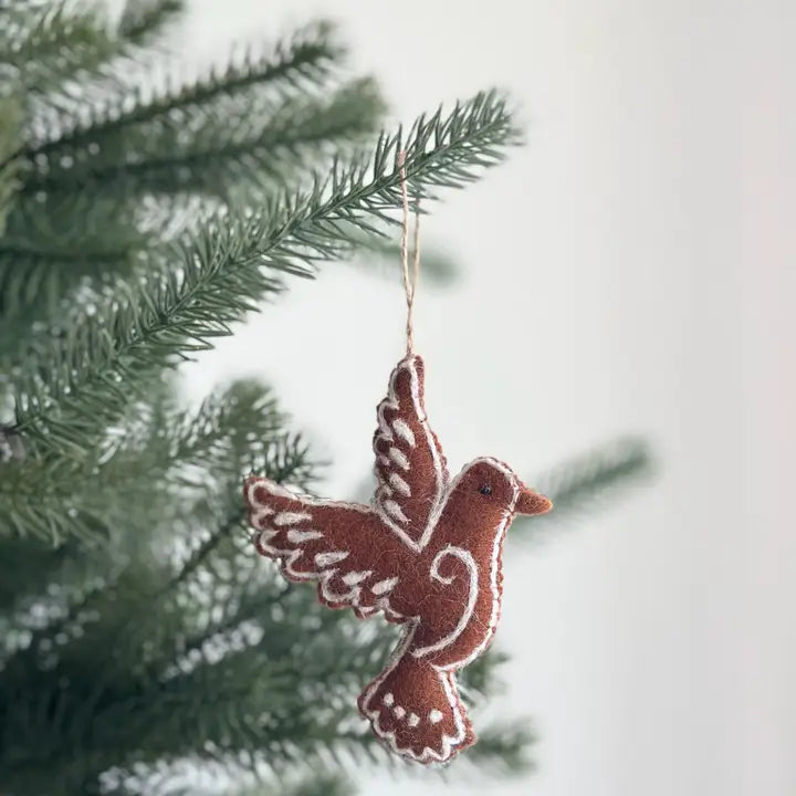 Felt Gingerbread Dove Ornament