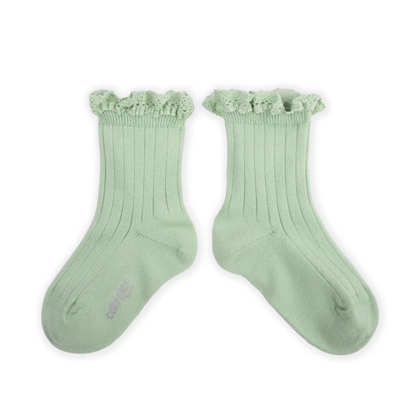 Collegien Lace Trim Ankle Socks - mint