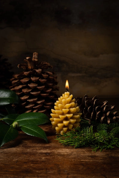 Pure Beeswax Pinecone Candle