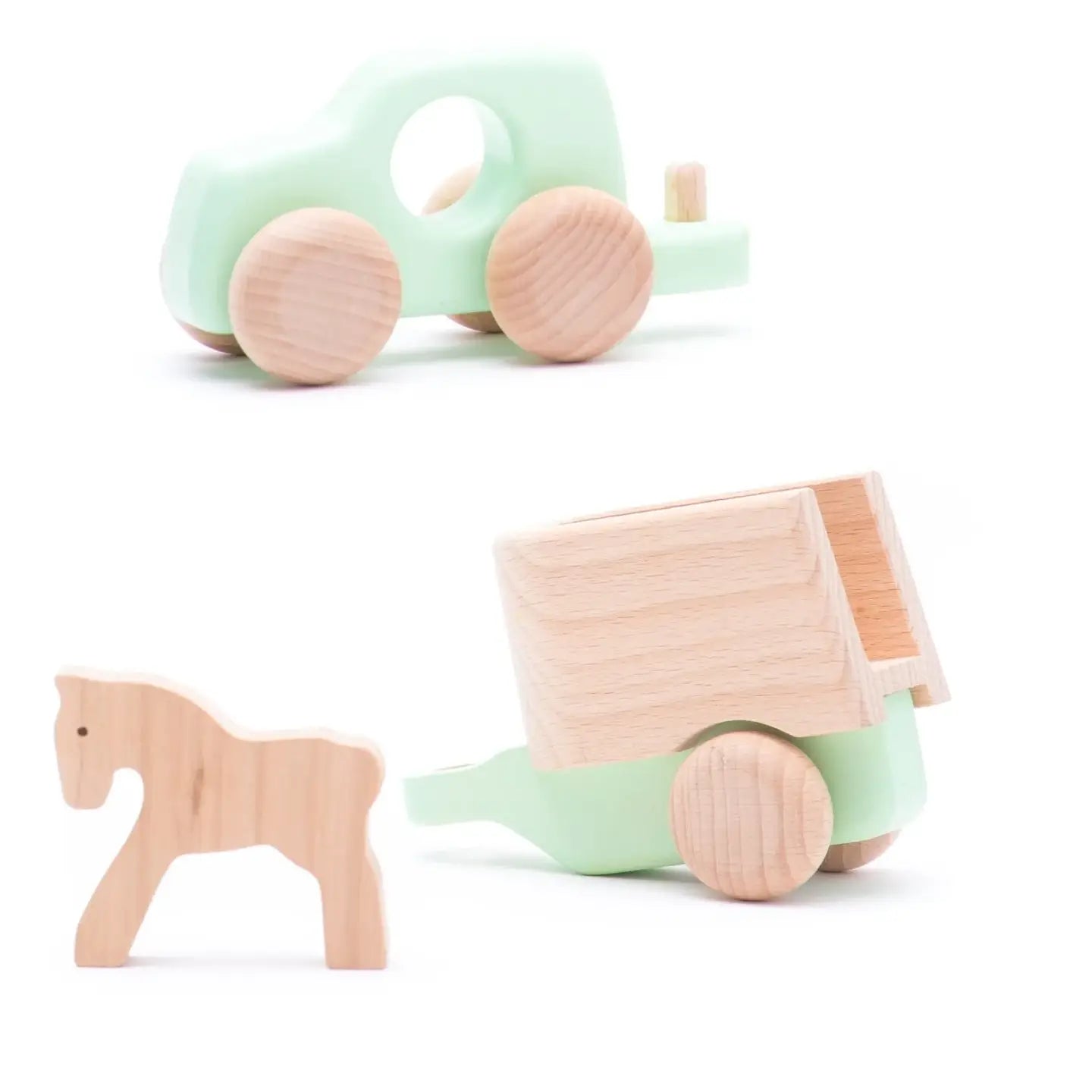 Wooden Car with Horse