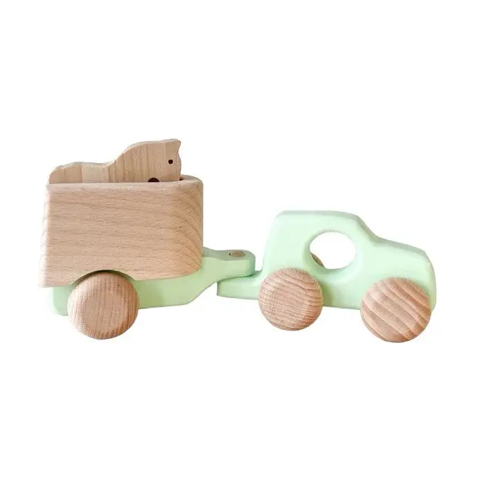 Wooden Car with Horse