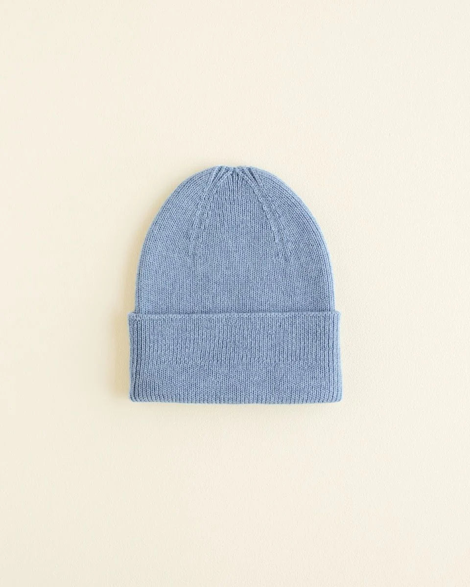 Newborn Beanie Fonzie - Light Blue <br>hvid