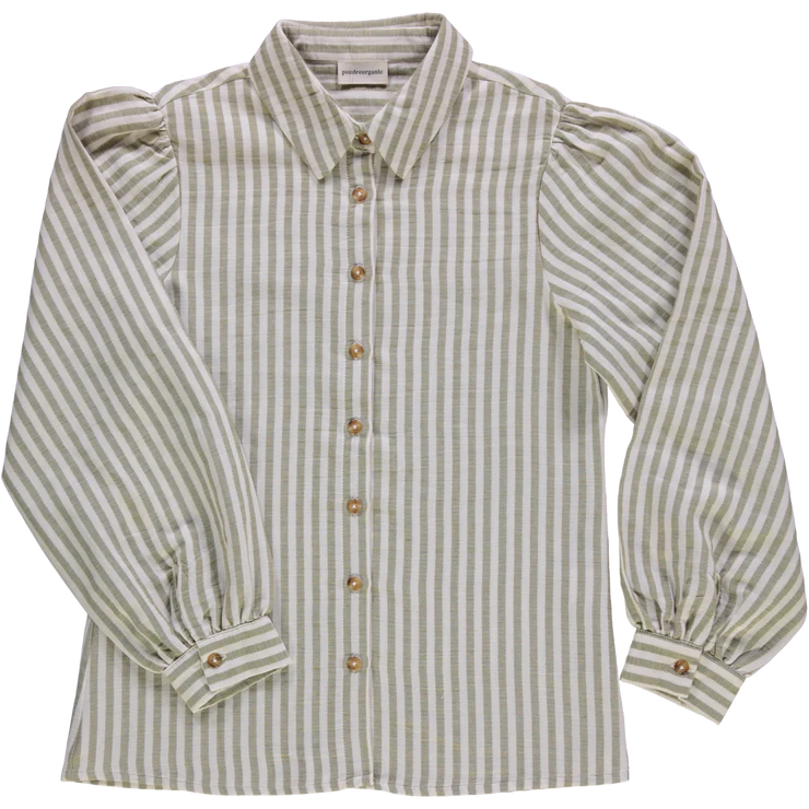 Green Stripe Blouse <br>Poudre Organic