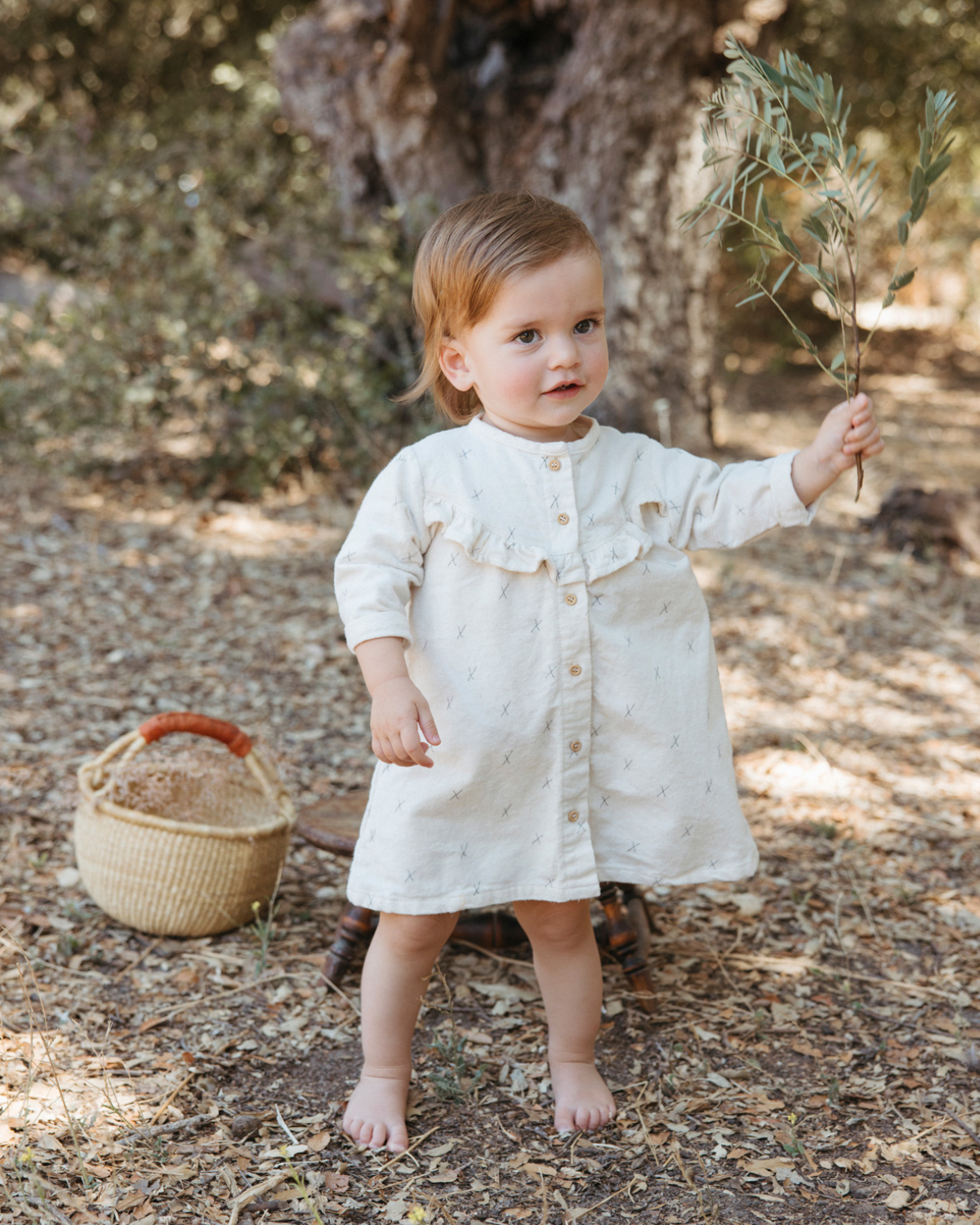 Baby Flannel Ruffle Smock Print Dress