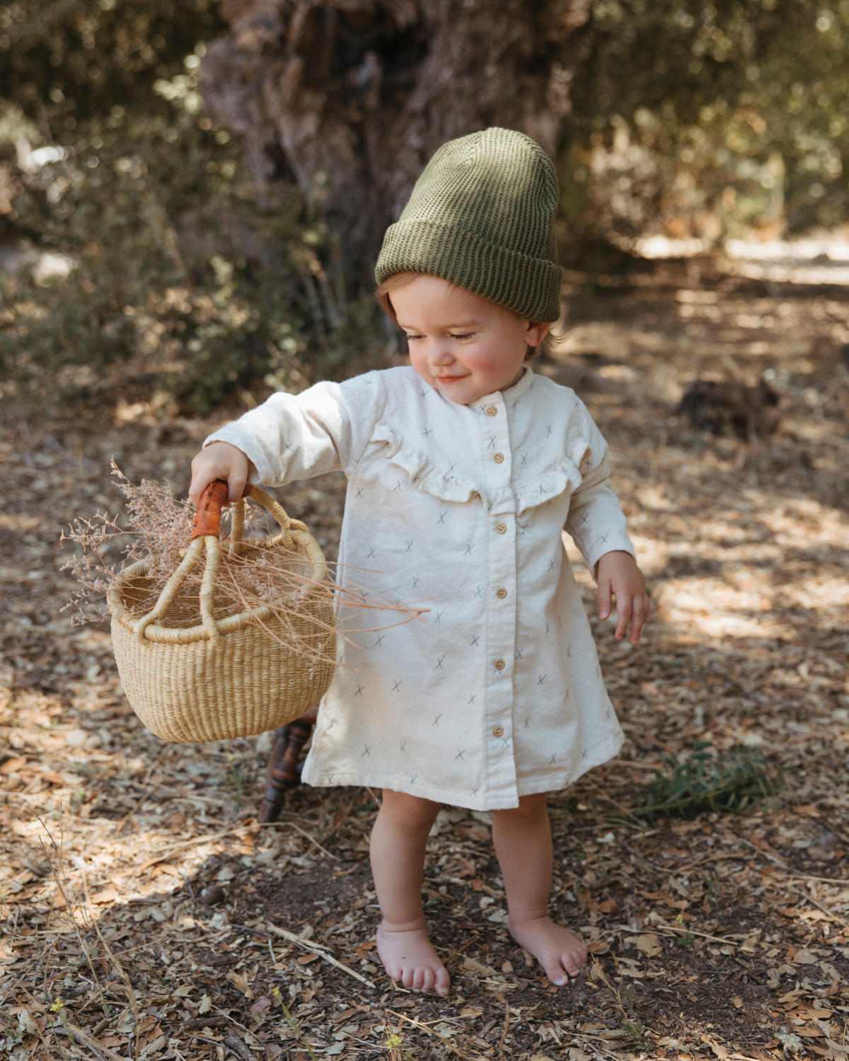 Baby Flannel Ruffle Smock Print Dress