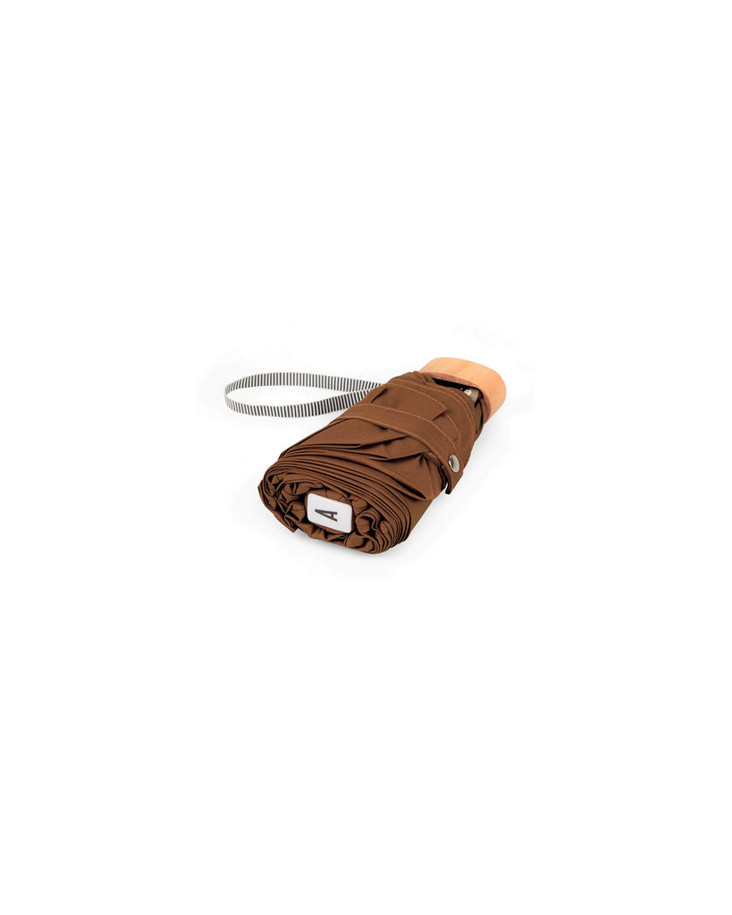 Brown folding compact umbrella