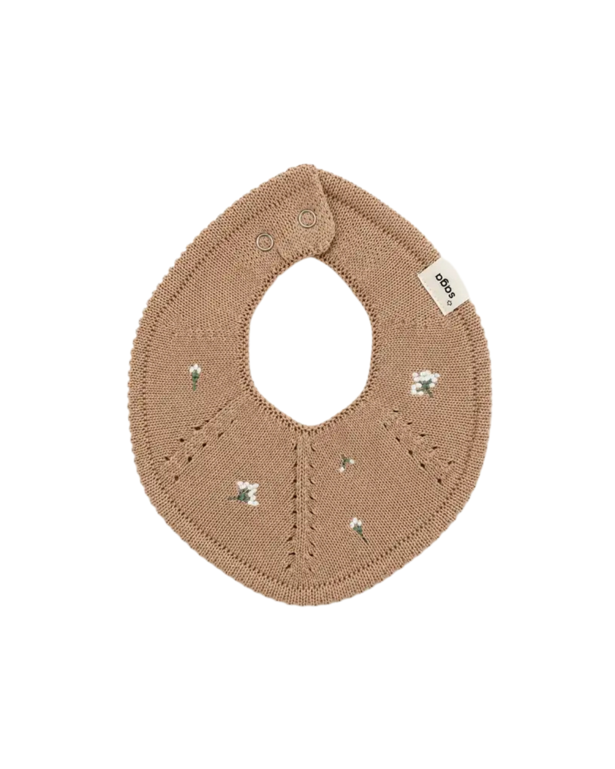 Knitted Baby Bib - sunbaked bloom