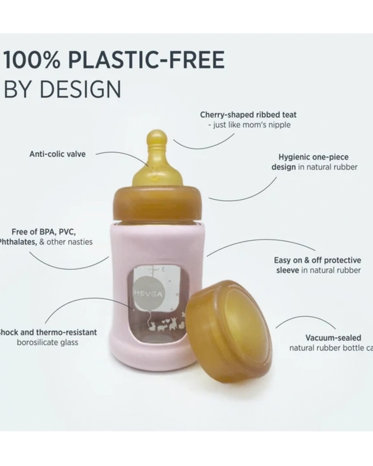 Wide Neck Baby Glass Bottle with Sleeve - milky white 150ml/5oz <br> Hevea