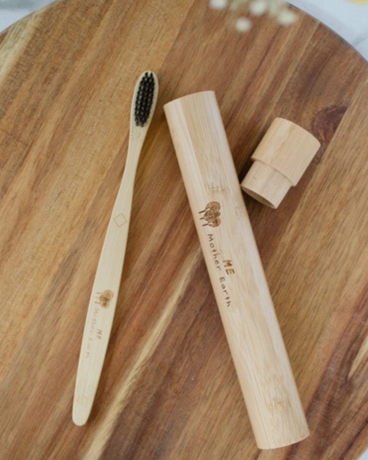 Bamboo Toothbrush Travel Case + Toothbrush Set