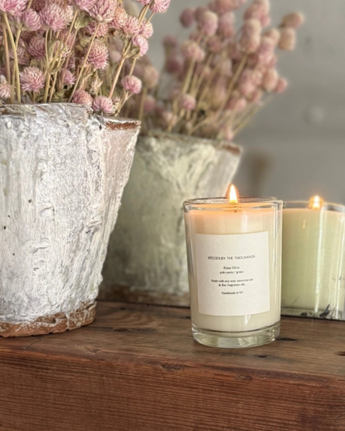 Rose Otto, Palo Santo + Grass Handcrafted Scented Soy Candle