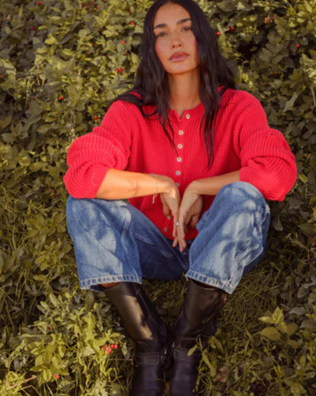Harbor Cardigan - red