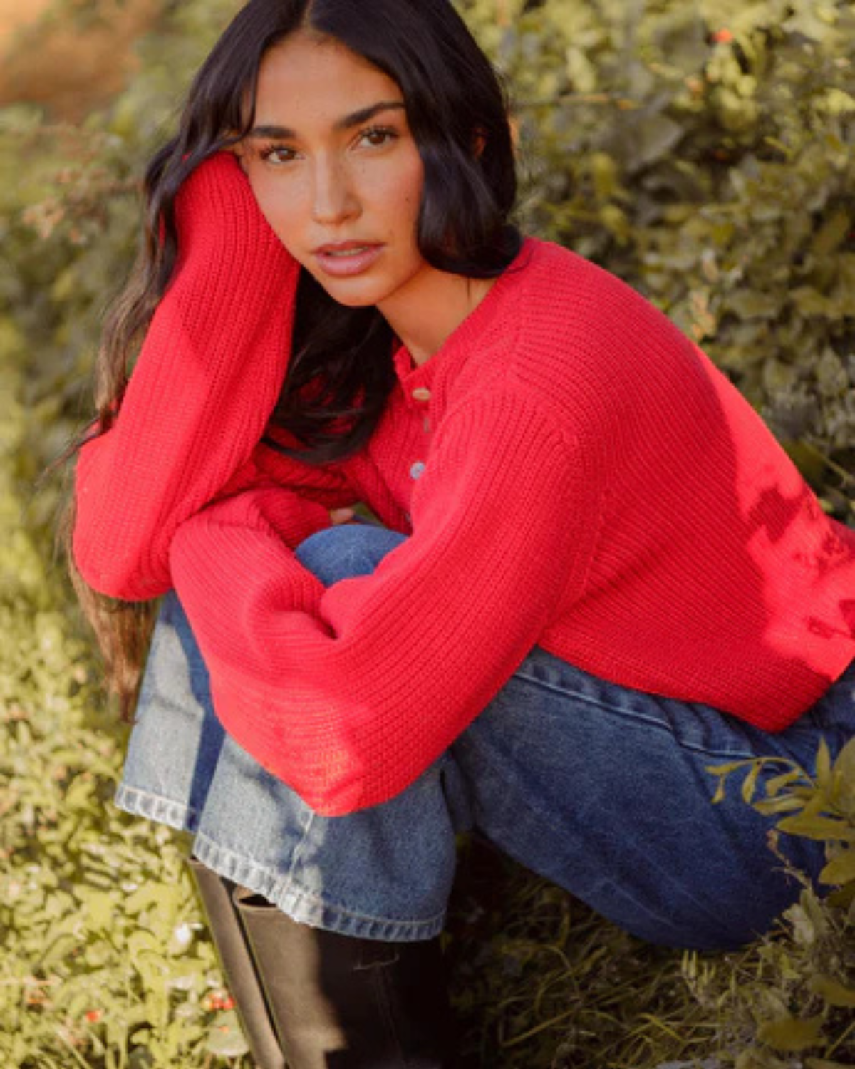 Harbor Cardigan - red