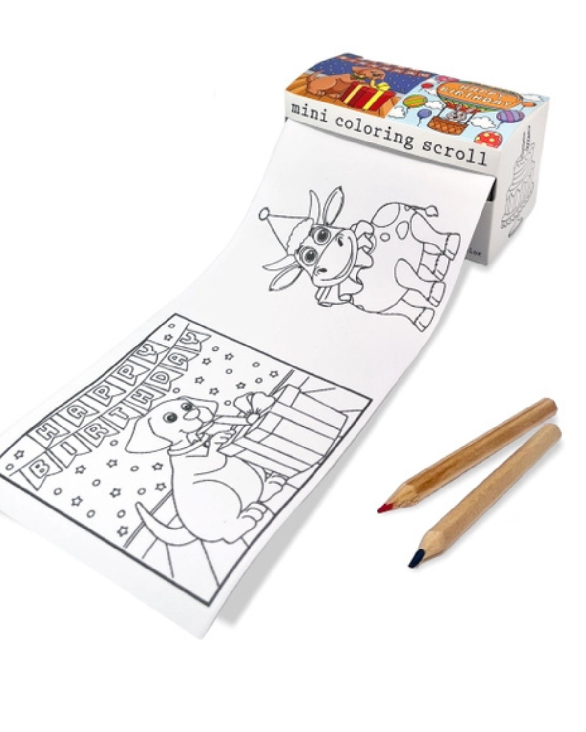 Mini Coloring Scrolls - Birthday