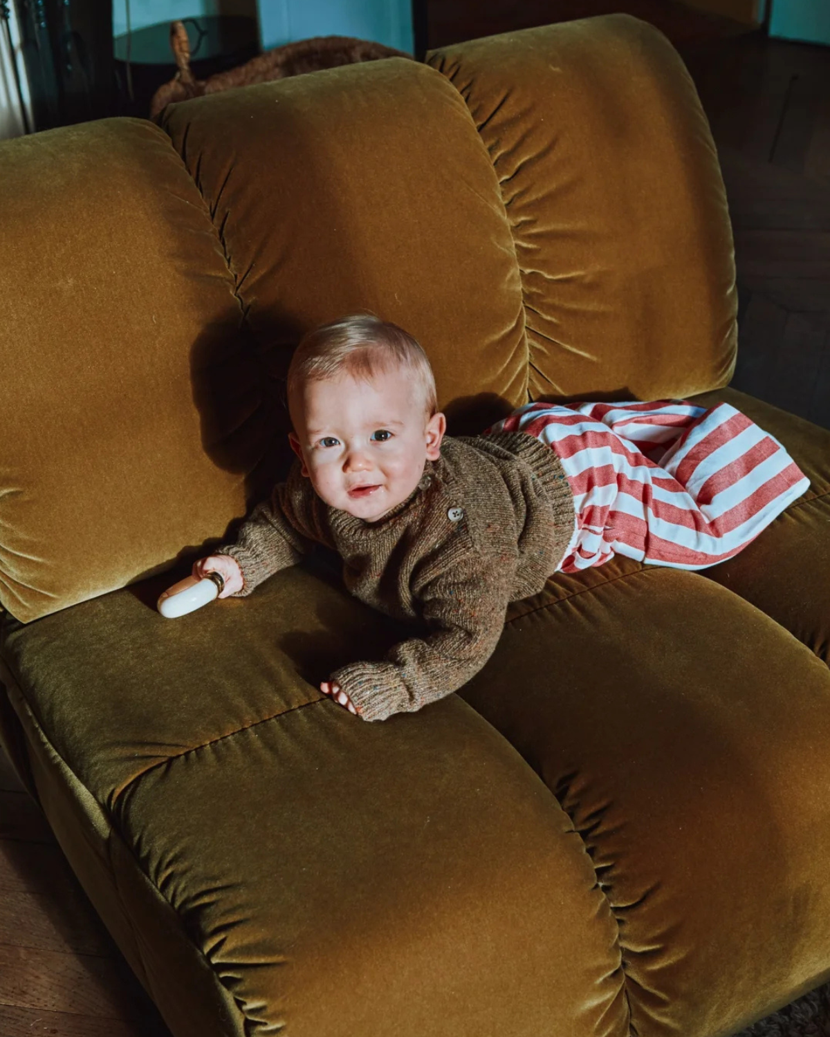 PULL THÉ WOOL KIDS Speckled Brown <br>Poudre Organic