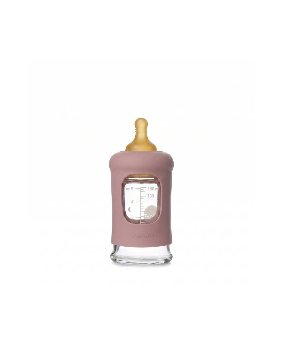Wide Neck Baby Glass Bottle with Sleeve - rosewood 150ml/5oz <br> Hevea