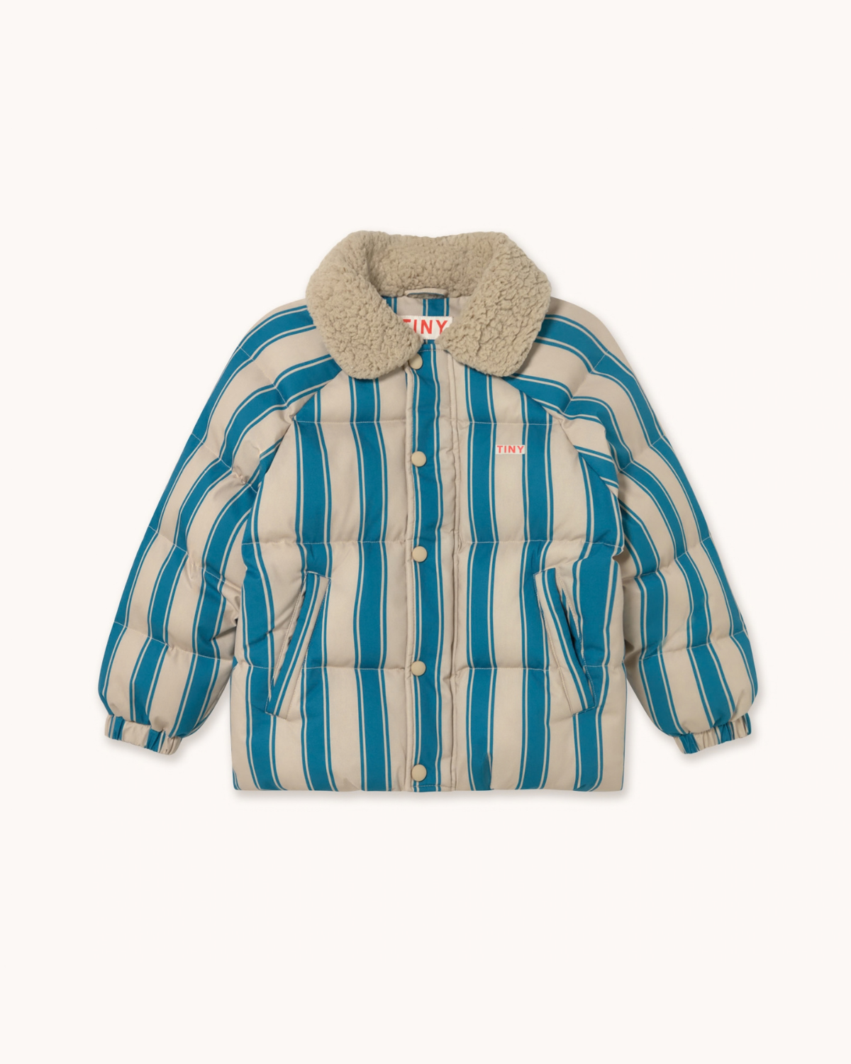 Blue Retro Striped Puffer Jacket <br> Tiny Cottons