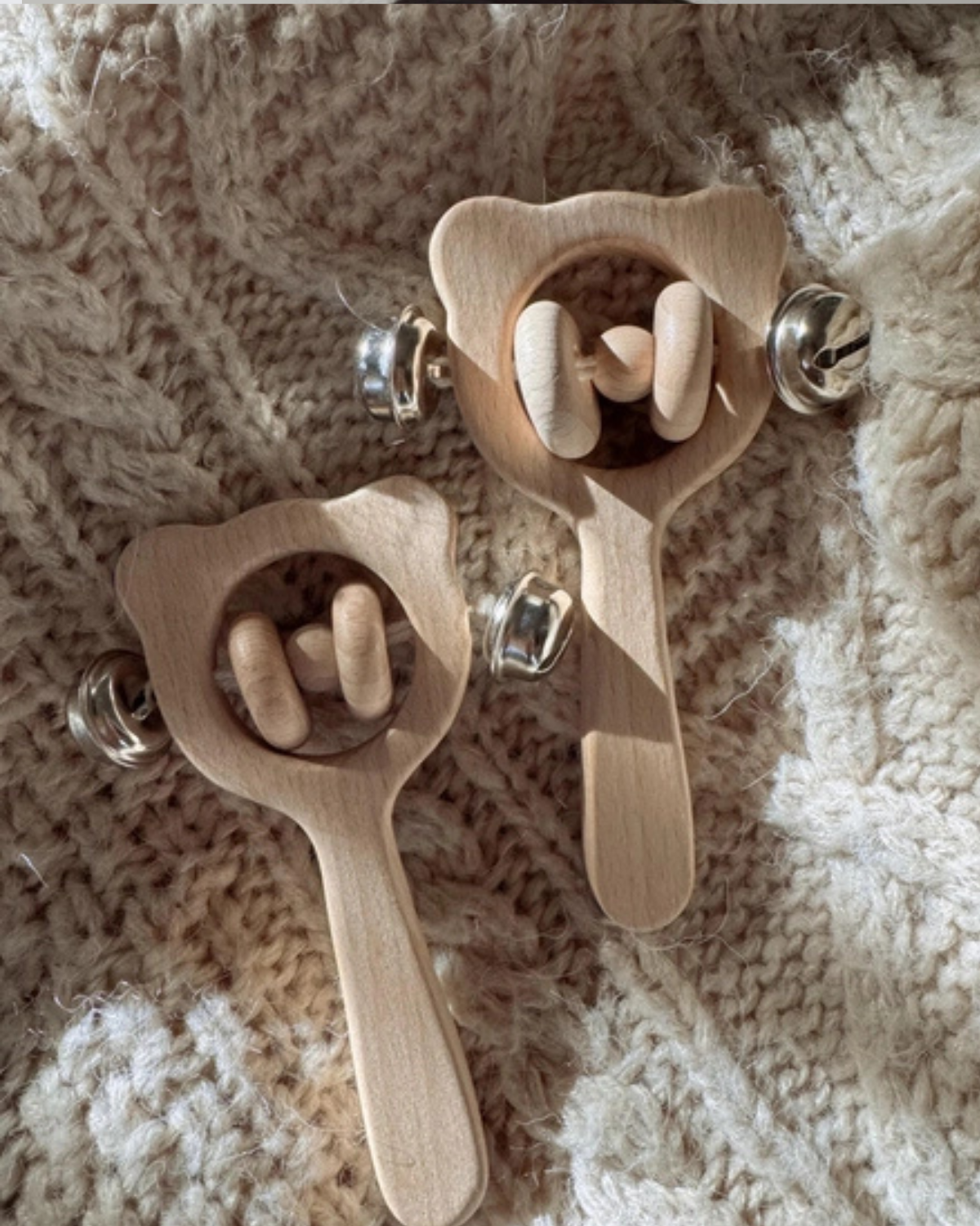 Handmade Wooden Bear Hand Bell For Baby & Toddler