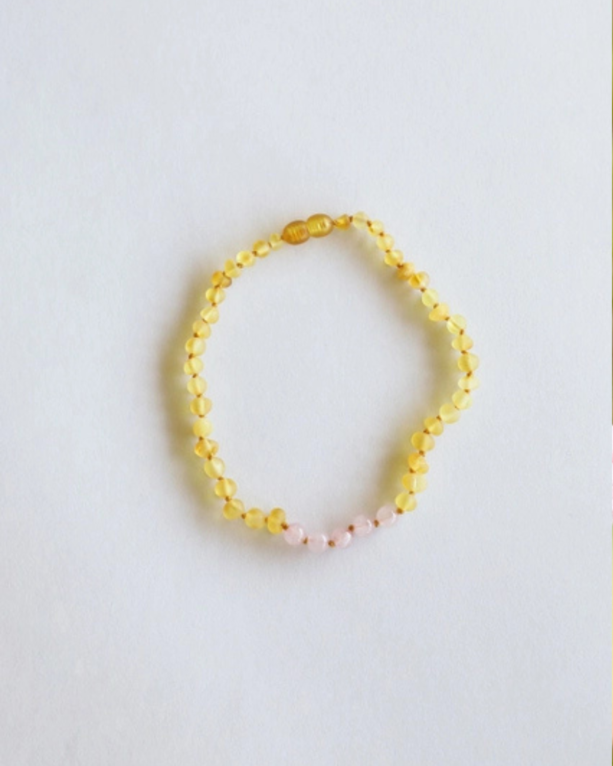 Raw Honey Baltic Amber + Rose Quartz || Necklace