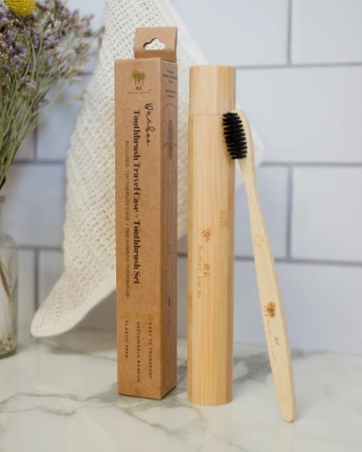 Bamboo Toothbrush Travel Case + Toothbrush Set