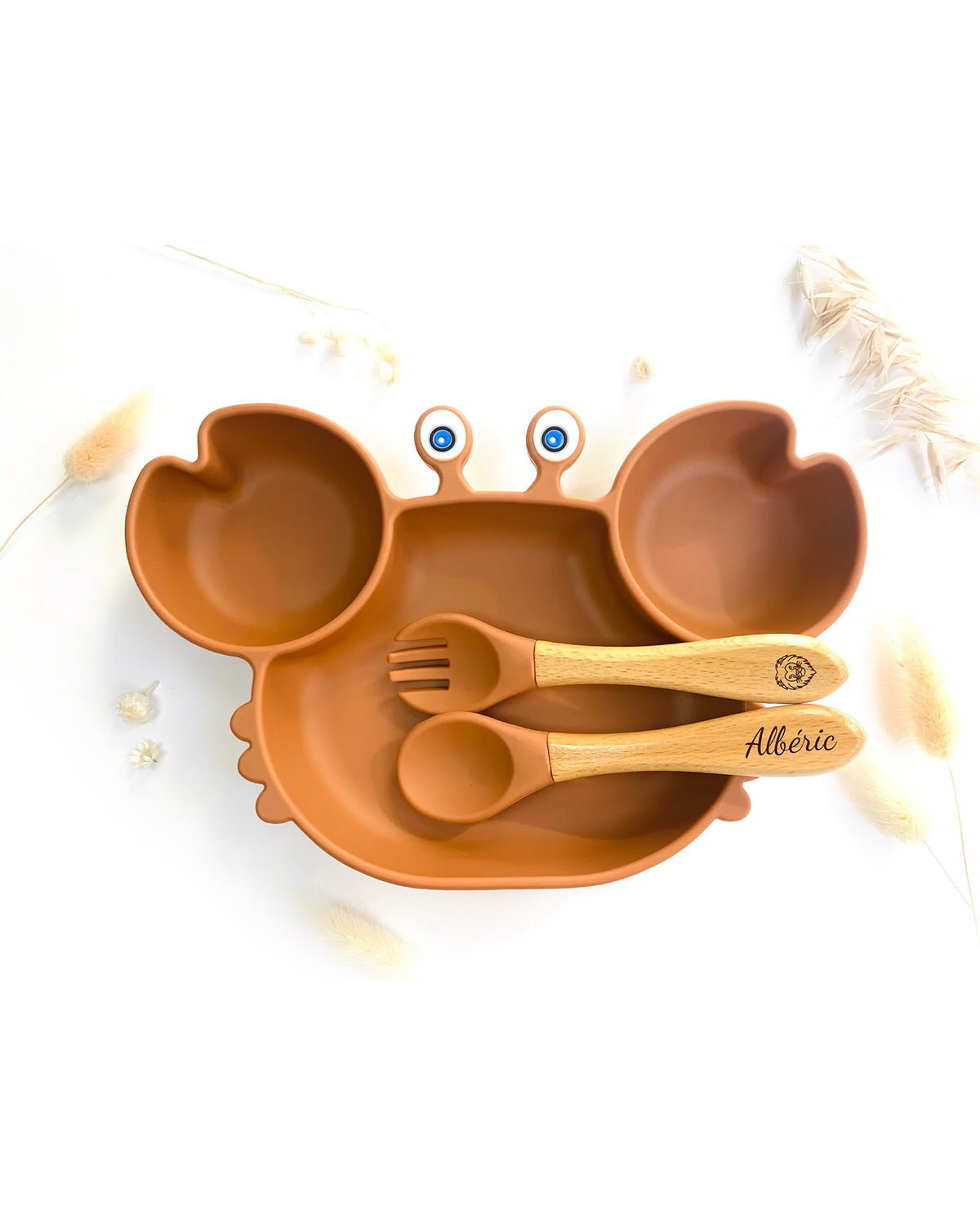 Crab-shaped Meal + Cutlery Set - Terra Cotta