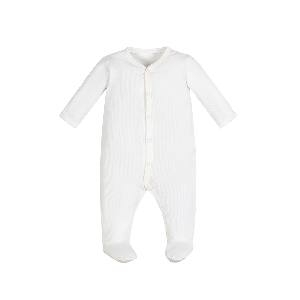 snap front footie romper flat view