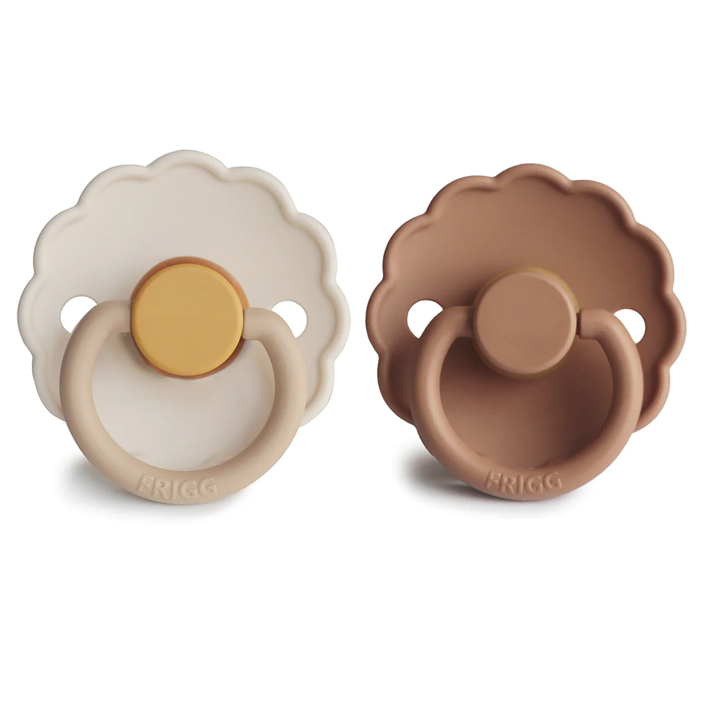 Pacifier Natural Rubber Daisy 2 Pack - Chamomile / Peach Bronze