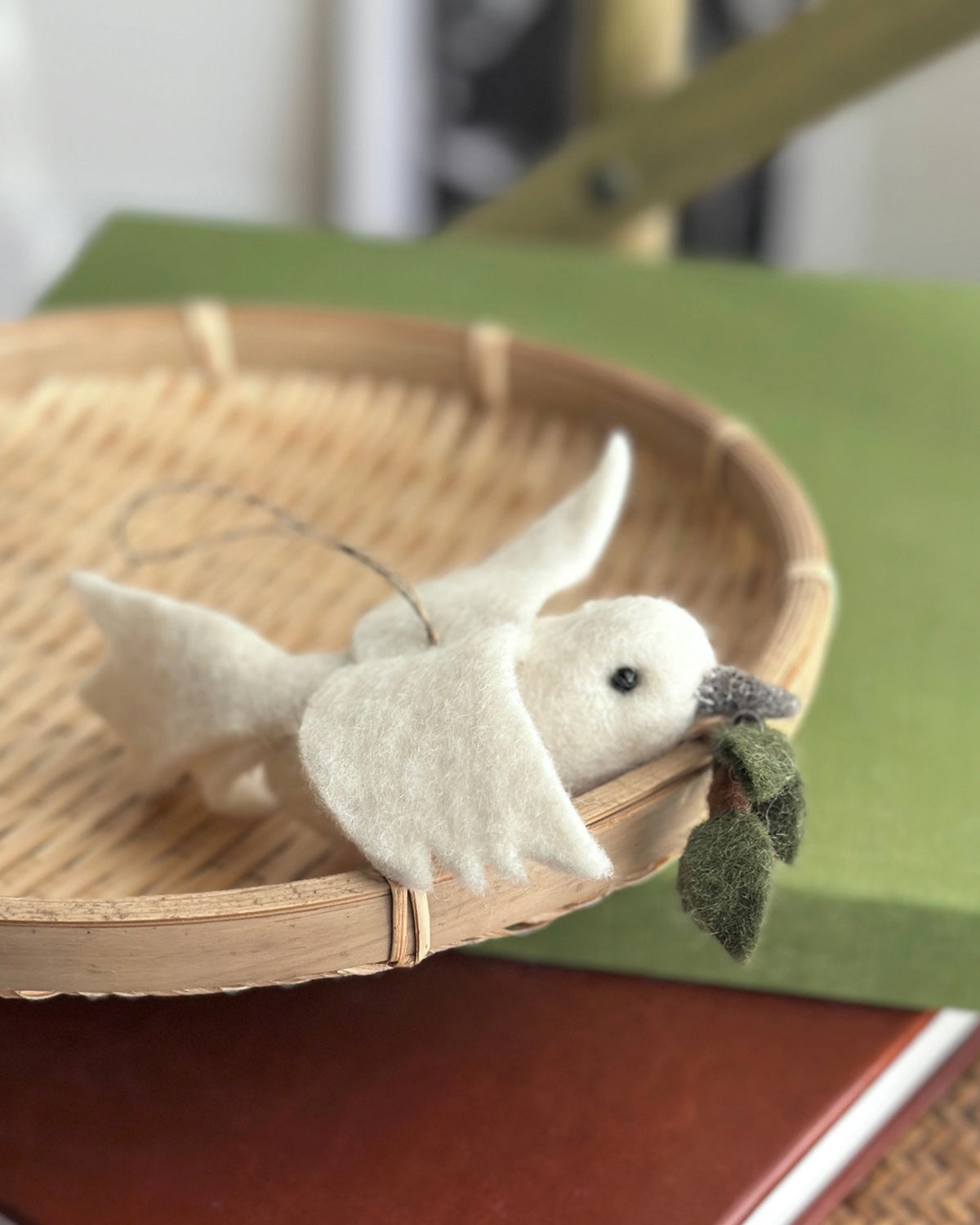 Felt Dove with Olive Twig Ornament