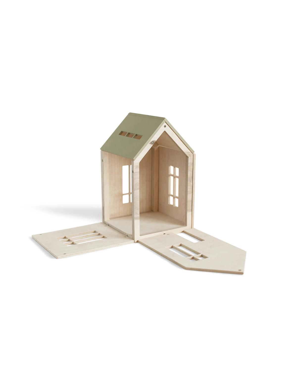 Khaki Wooden Dollhouse w/ Magnets - Large <br>Babai