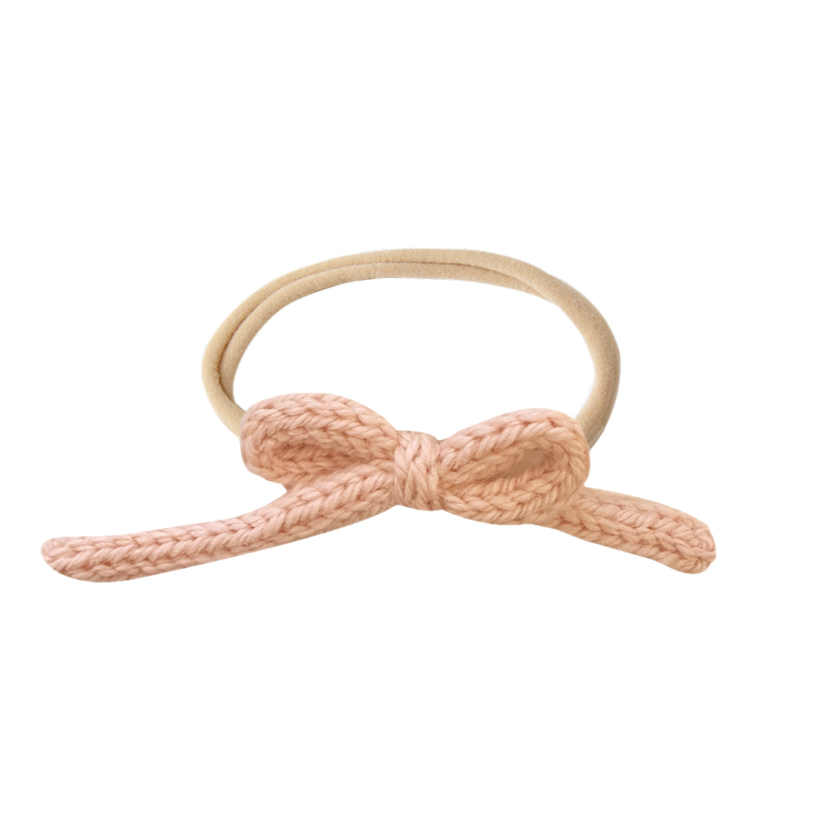 Knit Bow Headband - peach